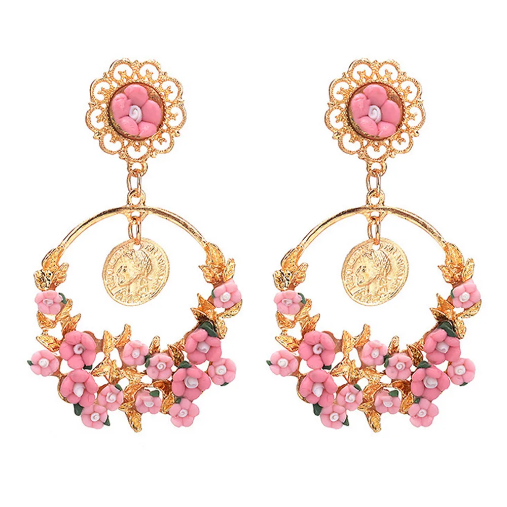 

ECODAY Vintage Resin Flower Earings Fashion Jewelry Dangle Earring Gold Color Earrings Oorbellen Sieraden boucle d oreille