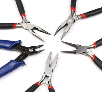

5pcs Stainless Steel Tooth Bent Flat Needle Nose Side Diagonal Cutting Multi Functional Pliers Set Jewelry DIY Fix Making Tools
