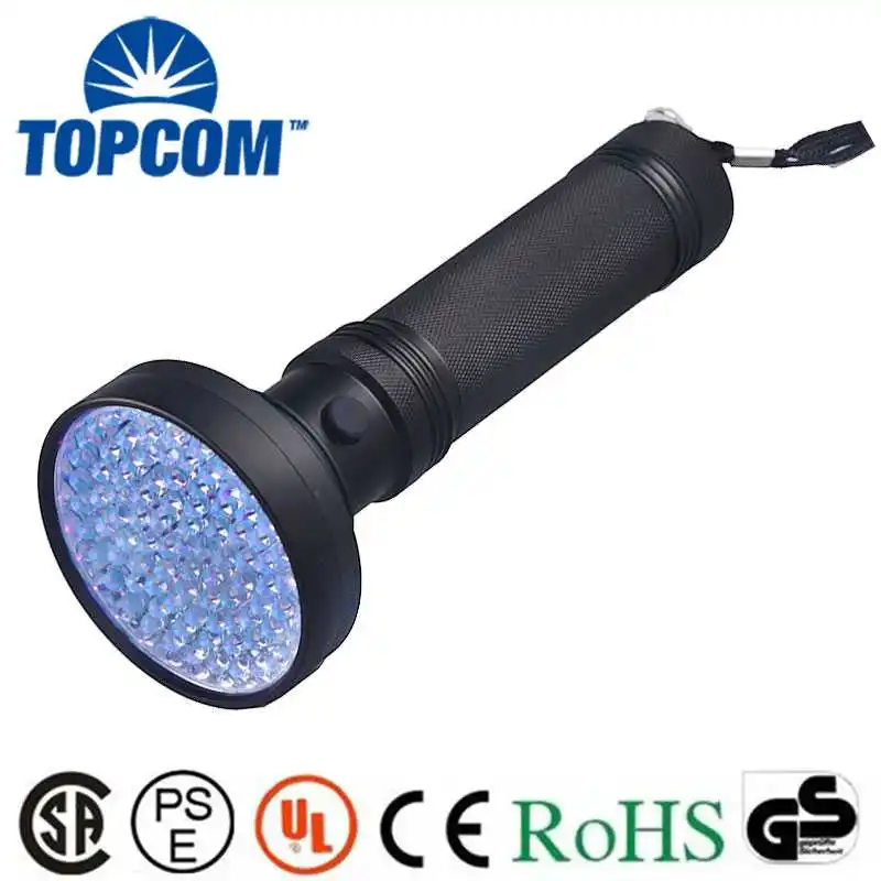 TopCom 395nm 100 LED УФ фонари Мощность ed на 6 * AA 395nm Ультрафиолетовый Blacklight фонарик высокое Мощность УФ фонарик