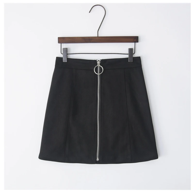 New Autumn And Winter Plus Velvet Women Skirt Front Zipper Short Leather High Waist Women Skirt Club Winter Casual Skirt D8A134 (11)