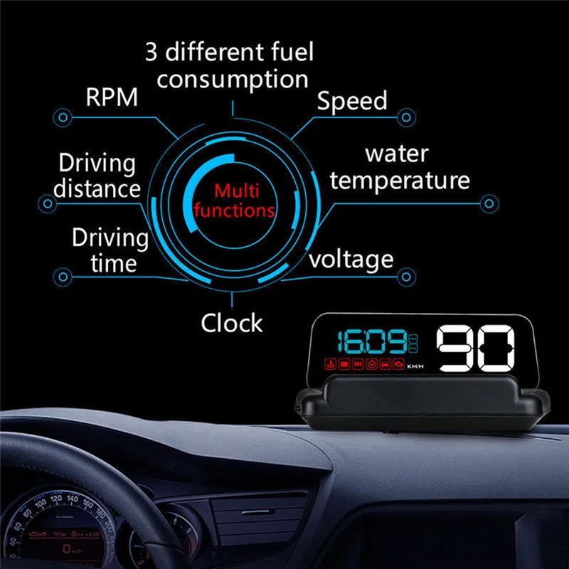 Speed Warning System C500 Car HUD OBD2 Mirror Hud Head Up display RPM Speedometer Projector Speed Warning System C500 Car HUD OBD2 Mirror Hud Head Up display RPM Speedometer Projector
