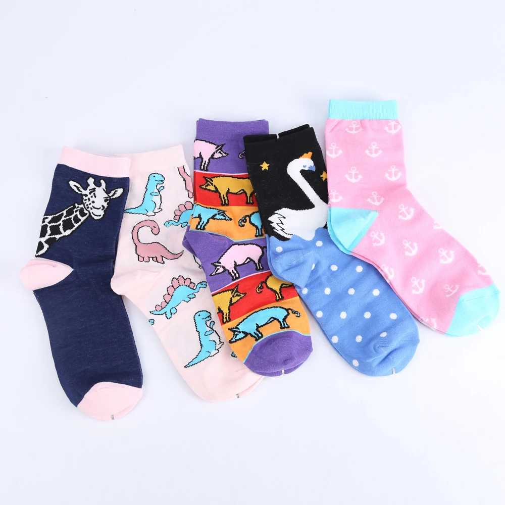 Modeager/Брендовые женские носки в японском стиле Харадзюку, свинья, фламинго, динозавр, кошка, лиса, животные, Kawaii, милые женские забавные носки с рисунками, EU35-40