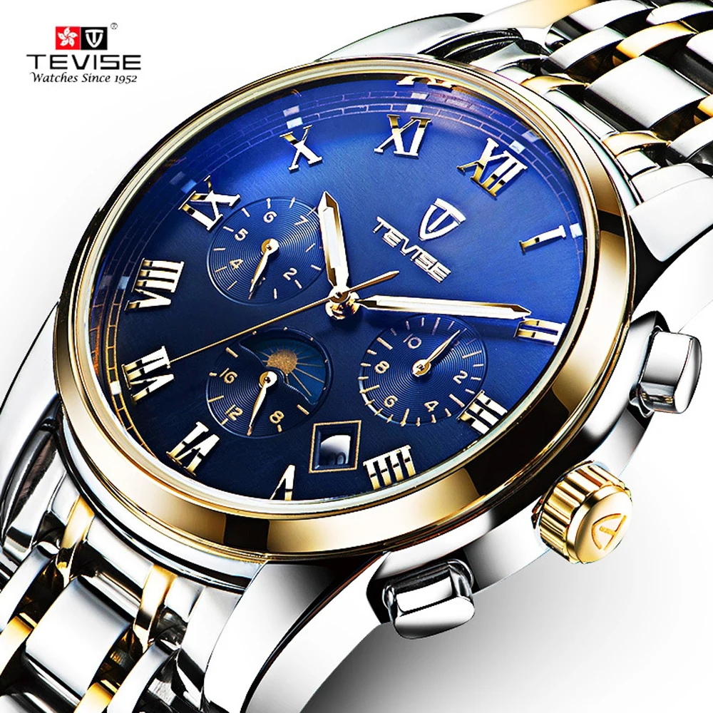 

TEVISE Automatic Mechanical Watches Men watch Sport Moon Phase Multifunction WristWatch Male Clock Automatico Relogio Masculino