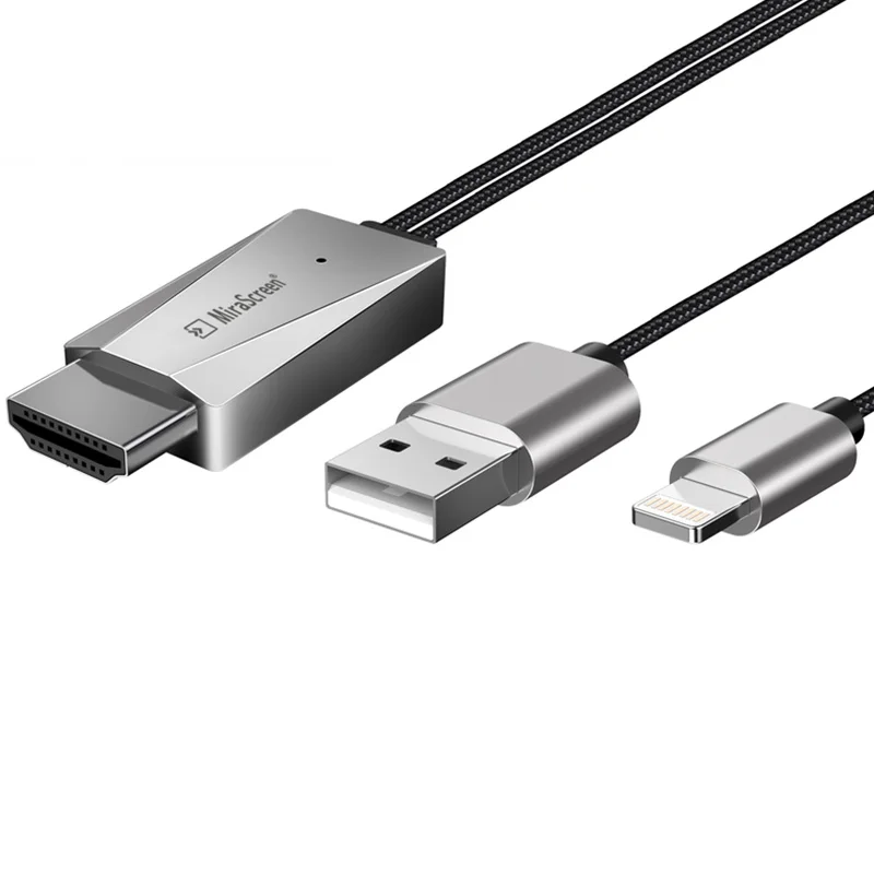 Mirascreen USB к HDMI кабель дисплея для освещения к HDMI кабель для apple ios телевизионный HD кабель для iphone X iphone 8 7 6 5 ipad ipod