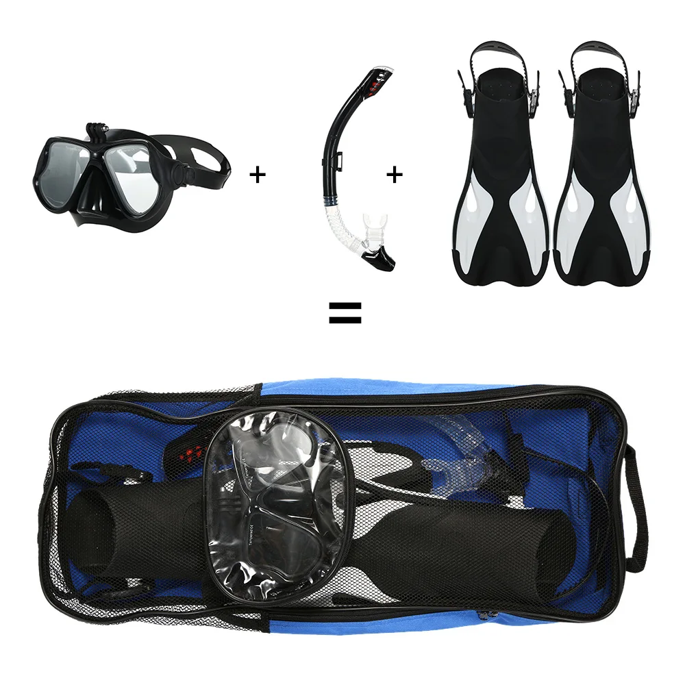 

Google Fins Set for Diving Anti-fog Goggles Mask Snorkel Tube Fins with Gear Bag for Men Women Swimming Scuba Diving Travel
