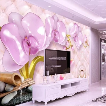 

beibehang Wallpaper custom living room bedroom mural 3d luxury pink jewelery moth orchid soft bag jewelry TV background