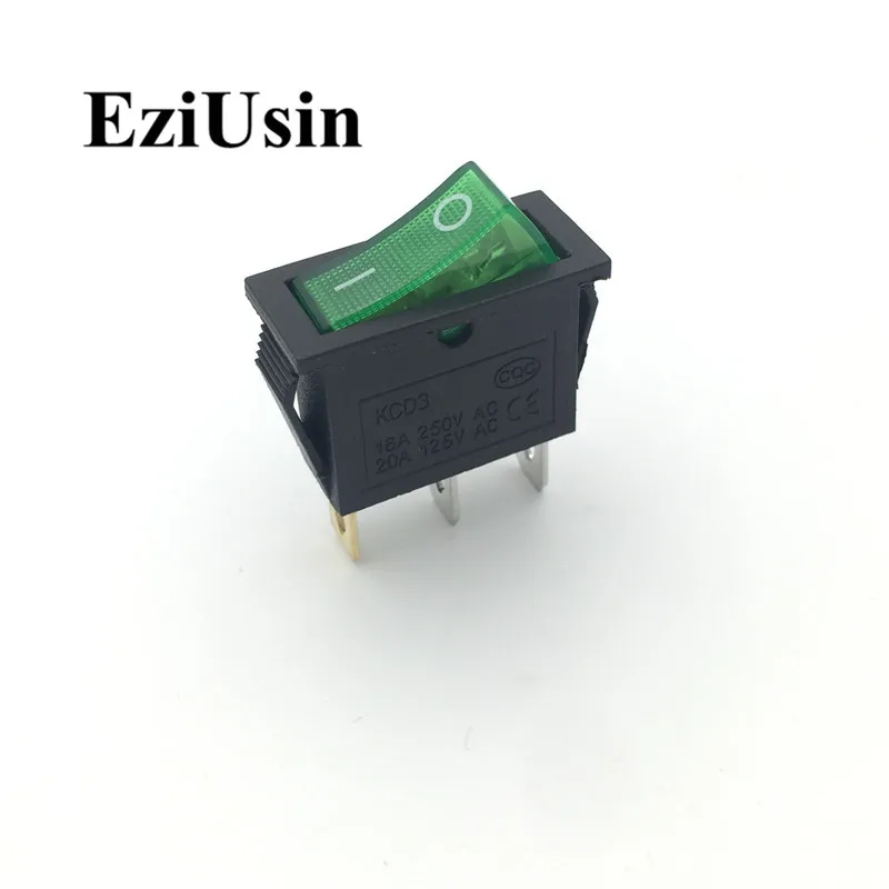 1 шт. ВКЛ ВЫКЛ KCD3 101N 3pin Зеленый Красный светильник автомобильный кулисный