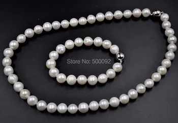 

Genuine 9.5-10mm cultured freshwater pearl necklace & bracelet sets