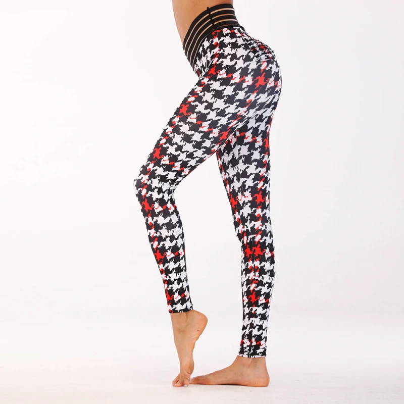 Enough Stock Women Fitness Houndstooth Print Leggings Sexy High Waist