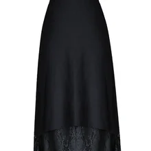 Осенне-зимняя вязаная кружевная юбка новая женская одежда с обеих сторон черная Лоскутная юбка средней длины эластичная талия Женская прямая юбка