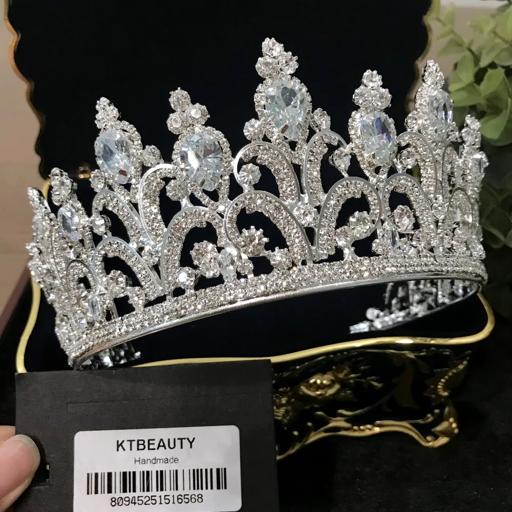

Luxury Cubic Zircon Crown Bridal Tiaras Silvery Inlay Shine Women Royal Bridal Wedding Hair Accessories Diadem Jewelry Tiaras