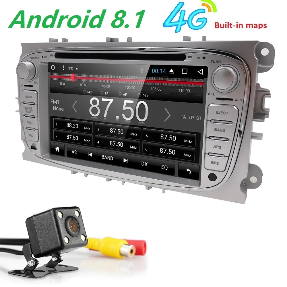 Best Hizpo 4 core Android 8.1 Car DVD Player 2Din radio GPS Navi for Ford Focus Mondeo Kuga C-MAX S-MAX Galaxy Audio Stereo Head Unit 0