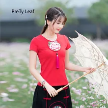 Летняя новая стильная футболка с короткими рукавами в национальном стиле