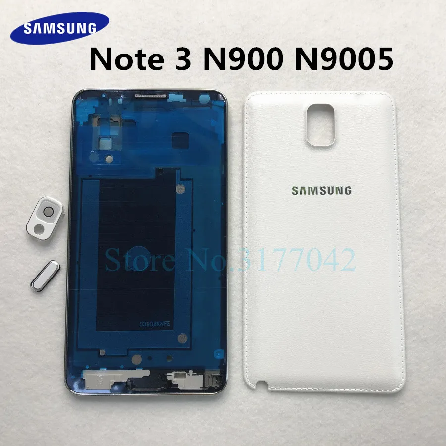 

For Samsung Galaxy Note 3 N900 N9005 Full Housing Front Middle frame Battery Back Cover Case + Camera frame + button