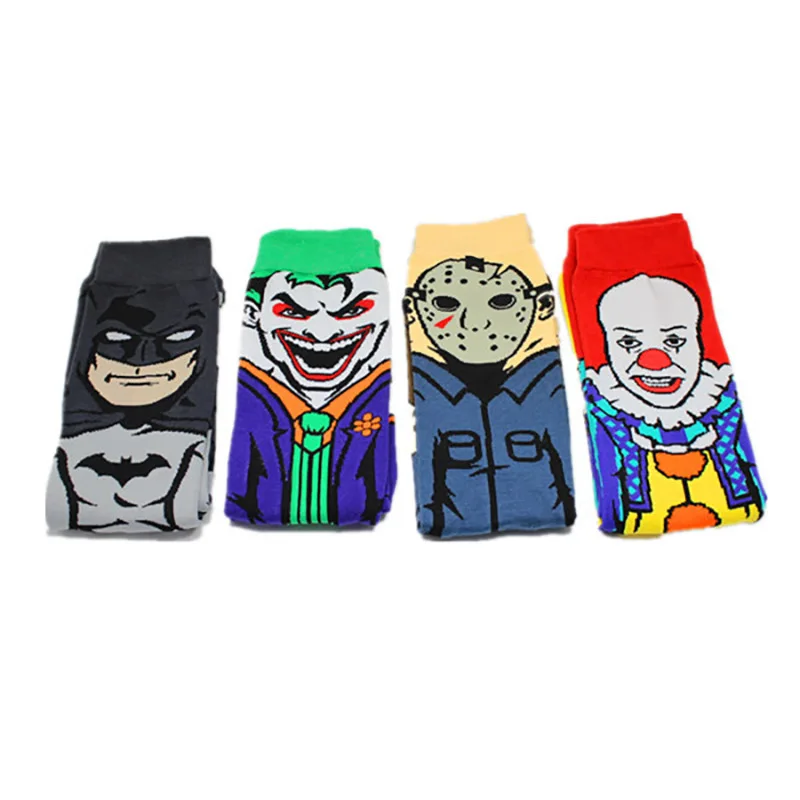Мстители с героями комиксов Марвел, носки с принтом «Бэтмен», «Супермен», «Джокер» для костюмированной вечеринки; модные носки, Необычные прикольные Повседневное мужские весенние, летние носки Носки Лидер продаж