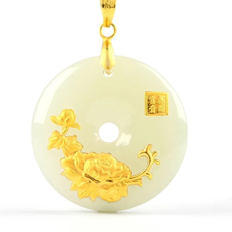 Hetian-Jade-Safety-Button-Pendant-Jade-Ping-An-Kou-Necklace-Lovers-Lucky-Amulet-24K-Gold-Jewelry