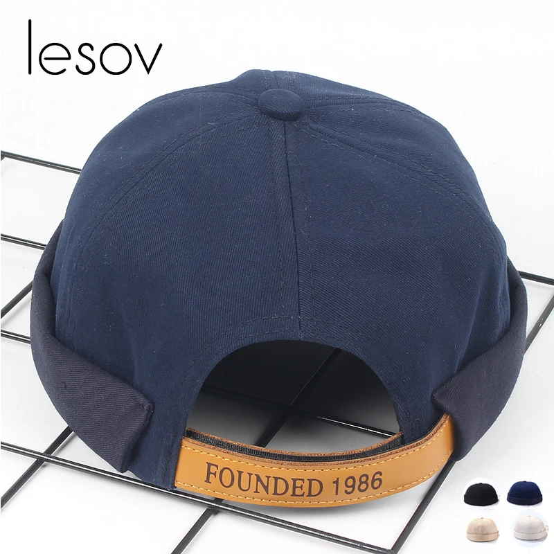Lesov Landlord Hat Beanies Summer Hats For Men Breathable Cotton Skull Caps Rolled Cuff Brimless