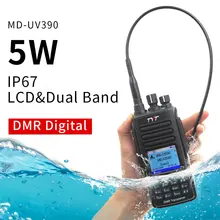 Tyt MD-UV390 dmr digital walkie talkie uv390 ip67 à prova dip67 água dupla faixa uv transceptor gps opcional upgrde de MD-390 + cabo usb