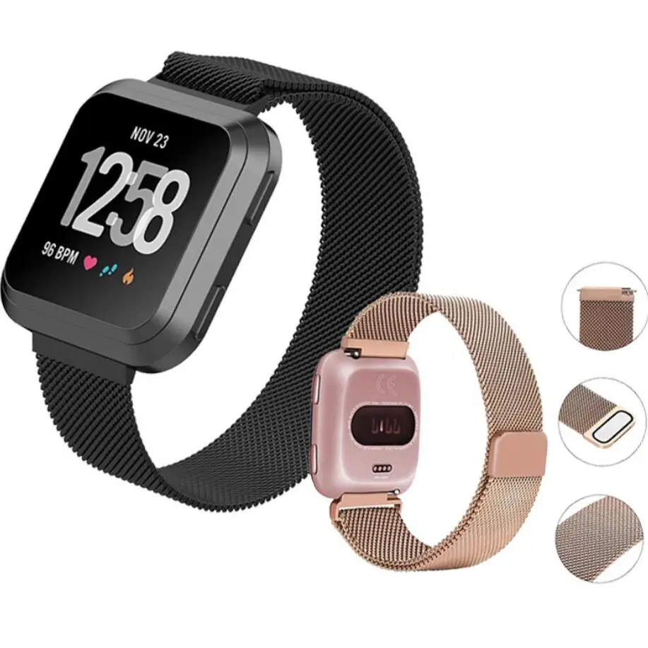 KINGBEIKE Milanese Band for Fitbit Versa Wristwatch Bracelet Stainless steel Business 4 Colors Strap Replacement Watchbands KINGBEIKE Milanese Band for Fitbit Versa Wristwatch Bracelet Stainless steel Business 4 Colors Strap Replacement Watchbands