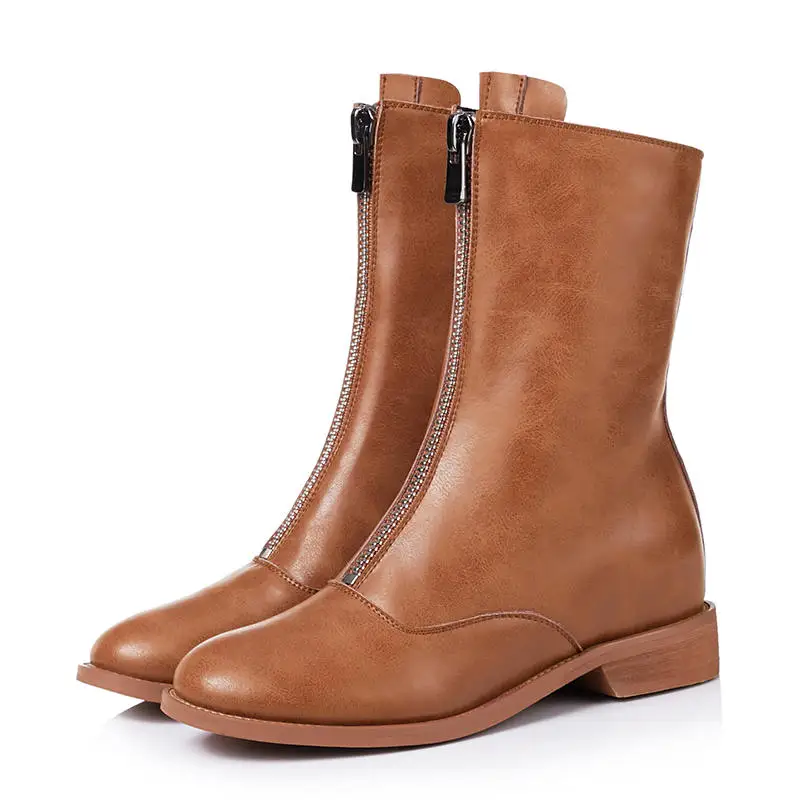 Plano Bajos Tamaño Cuero Botas blanco Genuino Mujeres Red Nuevas Cremallera Negro Las Morazora Martin Fondo 40 Tacones 33 2018 brown wine Botines De ZwqFzn6x