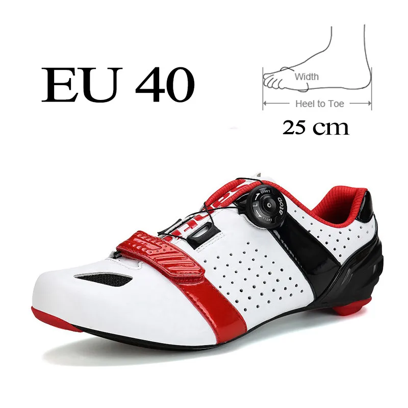 Santic/Мужская обувь для езды на велосипеде из углеродного волокна; обувь для гонок на велосипеде; обувь для езды на велосипеде; самоблокирующаяся спортивная обувь; Sapatilha Ciclismo - Цвет: White 40