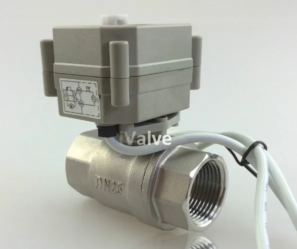 " DN25 2 Way DC5V моторизованный шаровой клапан, CR2-01 из нержавеющей стали 304 2 провода управления электрический шаровой клапан
