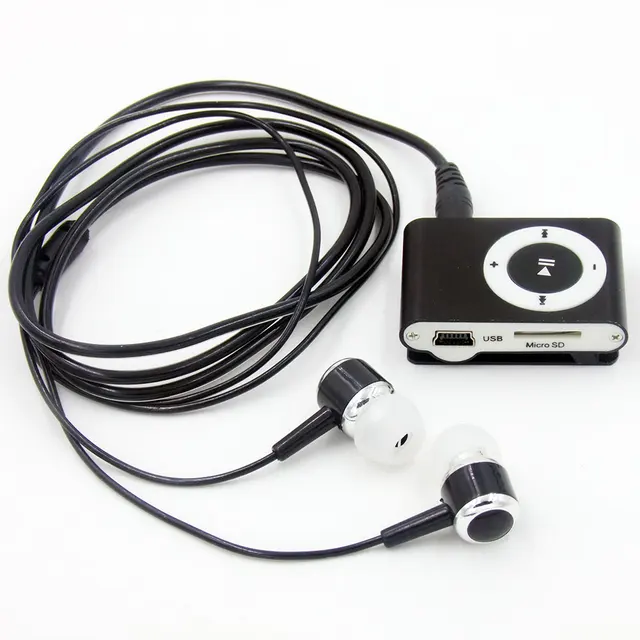 MP3 музыкальный плеер с наушники моды Металлический Зажим mp3 Портативный Спорт 3.5 мм Мини Поддержка Mp3 Карта Micro Sd Бесплатная доставка