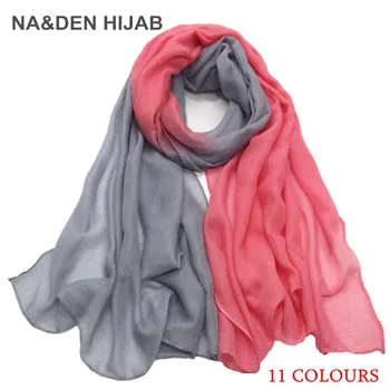 

1PCS Hot sale two-tone viscose plain foulard muslim hijab wraps nice fashion women bandana shawl silk pashmina scarf/scarves