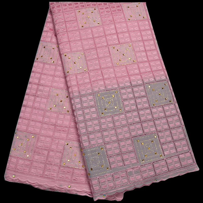 

8 colors (5yards/pc) rhinestones fixed Swiss voile lace fabric elegant pink African cotton lace fabric for party dress CLP108