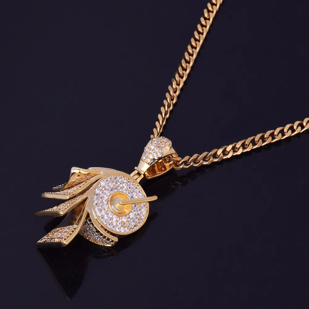 Мужская подвеска в рулоне бумаги форма кубического циркония золотое ожерелье медный материал AAA CZ Iced хип ювелирные изделия с кубинской цепочкой