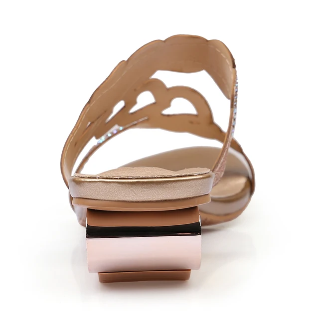 Ekoak New 2017 Fashion Summer Shoes Woman Rhinestone Cut-outs Medium Heels Ladies Party Dress Sandals Shoes Women