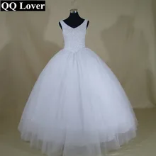 QQ Lover 2017 New Bling Bling Shining Crystals V-neck Ball Gown Wedding Dress Custom-made Bridal Gown Robe De Mariage