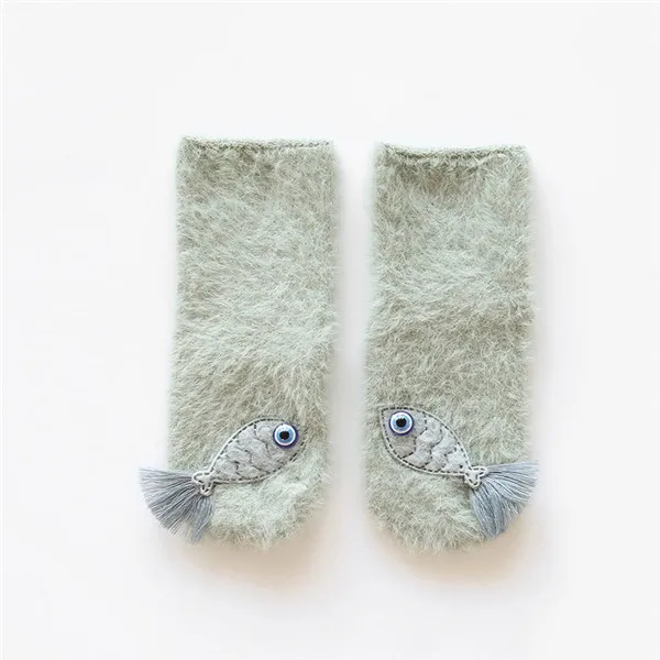 Joyo Roy/1 пара/лот, новые зимние Бархатные детские носки кораллового цвета носки для малышей с рисунком куклы теплые носки для малышей SO004 - Цвет: green fish