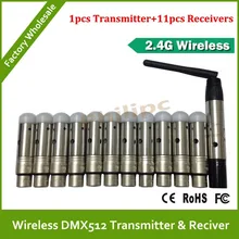 DHL 12 шт./лот DMX 512 Беспроводной консоли приемник, 1 шт. DMX 512 передатчик+ 11 шт. DMX512 приемник