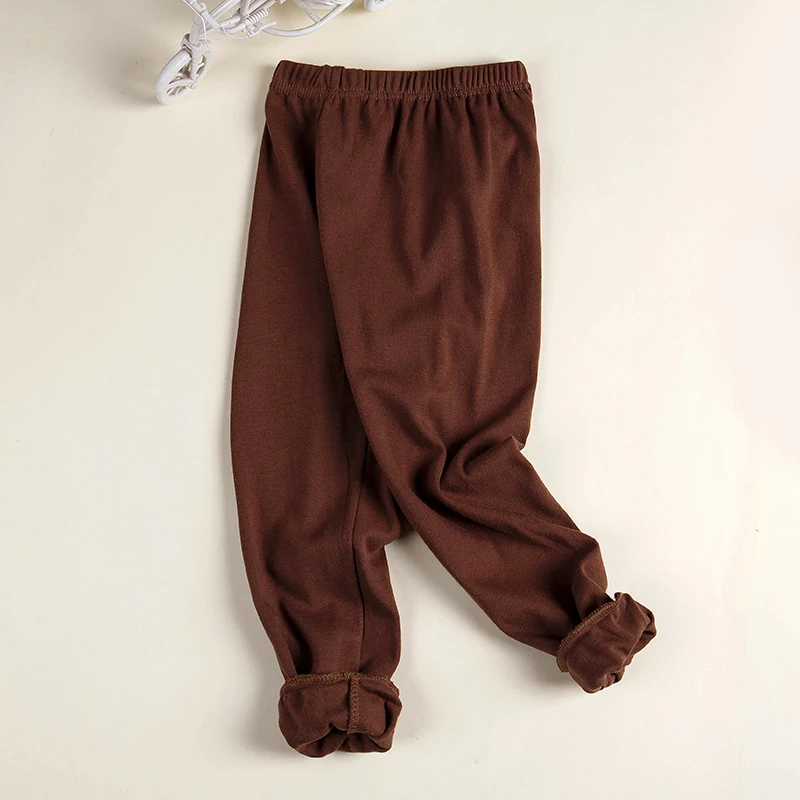 Хлопковые детские брюки с принтом штаны для маленьких мальчиков и девочек ярких цветов, штаны для малышей, пижамы детские леггинсы для новорожденная девочка - Цвет: 02 solid brown