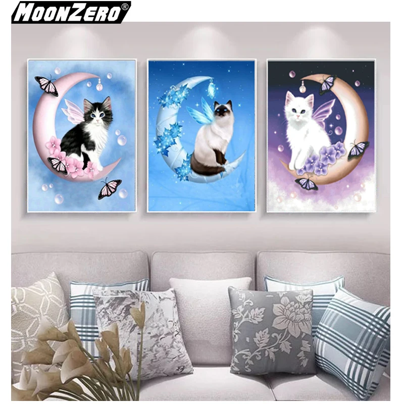

5D DIY Diamond Square Diamond Mosaic on the moon Cat diamond Embroidery Crafts Home Decoration Gift Full Diamond WYZ18737