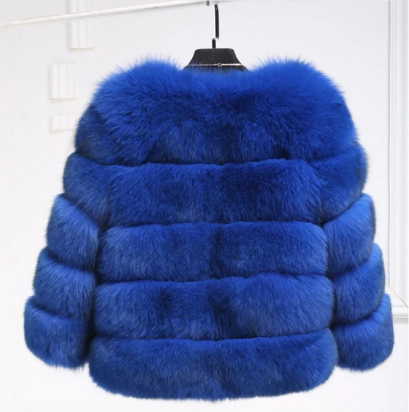 Толстые теплые женские пальто из искусственного лисьего меха зимние элегантные тонкие короткие S, M, L, XL, 2XL, 3XL, 4XL, красный, фиолетовый, черный, синий, розовый, белый, серый Новая мода