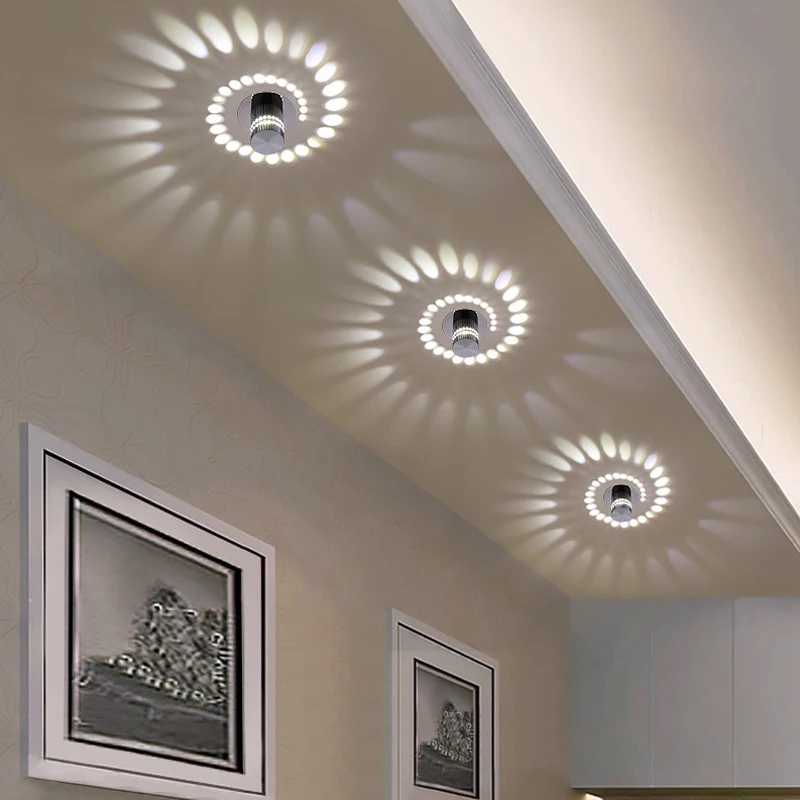 3W RGB LED Wall Light Sconce Spiral Ceiling Lamp Fixture Bulb Home KTV Bar Deco 