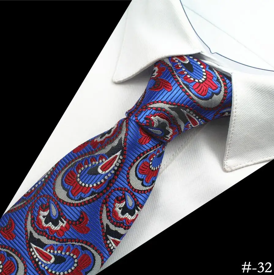 GUSLESON Шелковый мужской галстук 8 см в клетку с узором пейсли для шеи галстуки для мужчин галстук классическая одежда Бизнес Свадебный галстук вечерние галстуки 1200 иглы - Цвет: 32