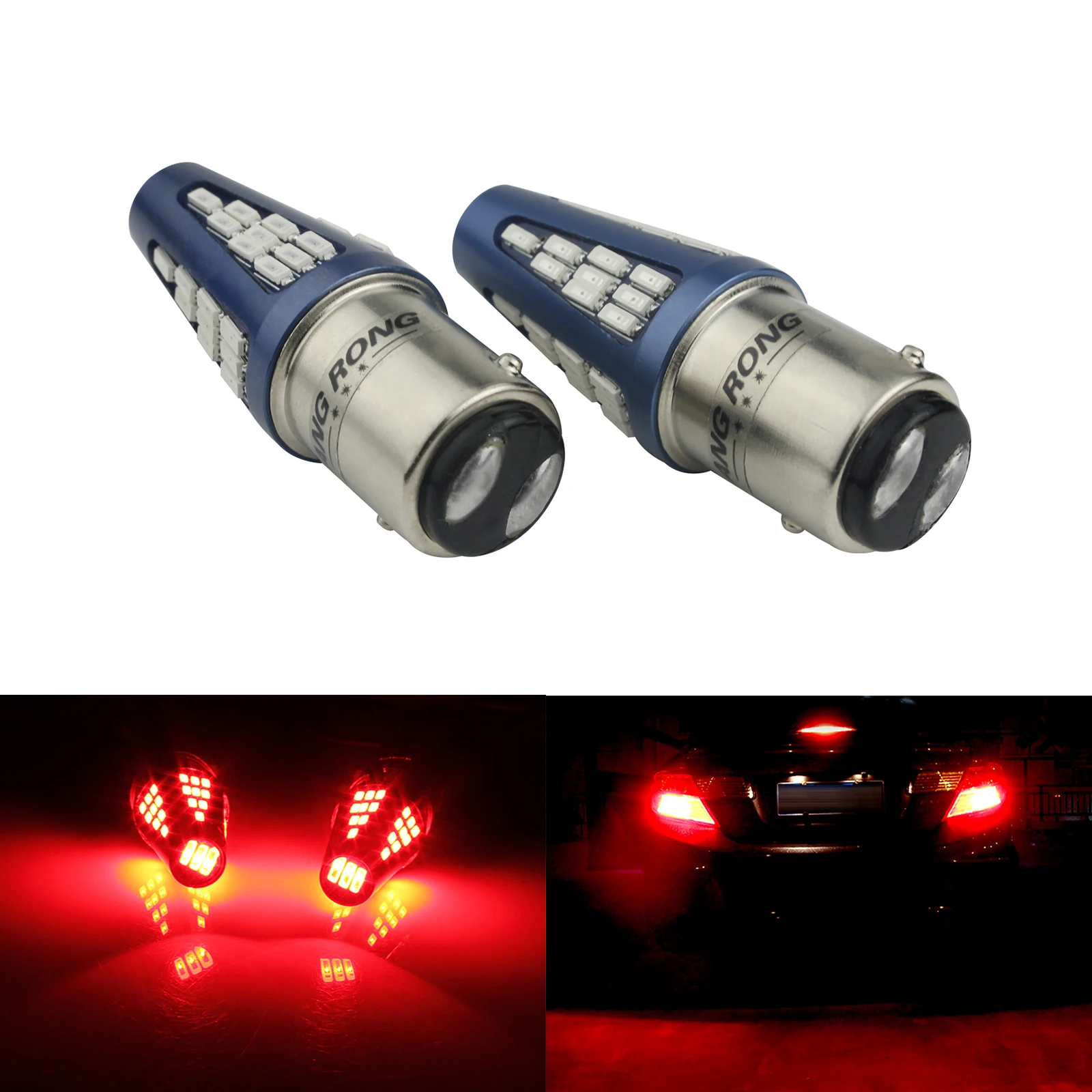 

ANGRONG 2x Red 380 P21/5W 1157 BAY15d Bayonet Light 48SMD LED Bulb 5W Tail Stop Brake Reverse Backup Light