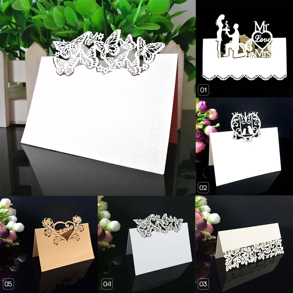

Brand New And Hot Sale 50Pcs/Bag Laser Cut Heart Shape Table Name Card Place Card Name Number Wedding Party # 287708