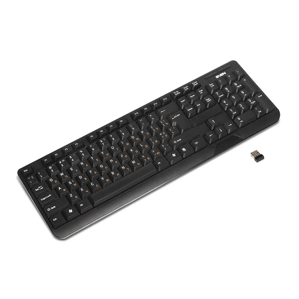 Беспроводная клавиатура SVEN Comfort 2200 Wireless чёрная (2 4 GHz 104кл 1*ААА в компл.)|Клавиатуры|