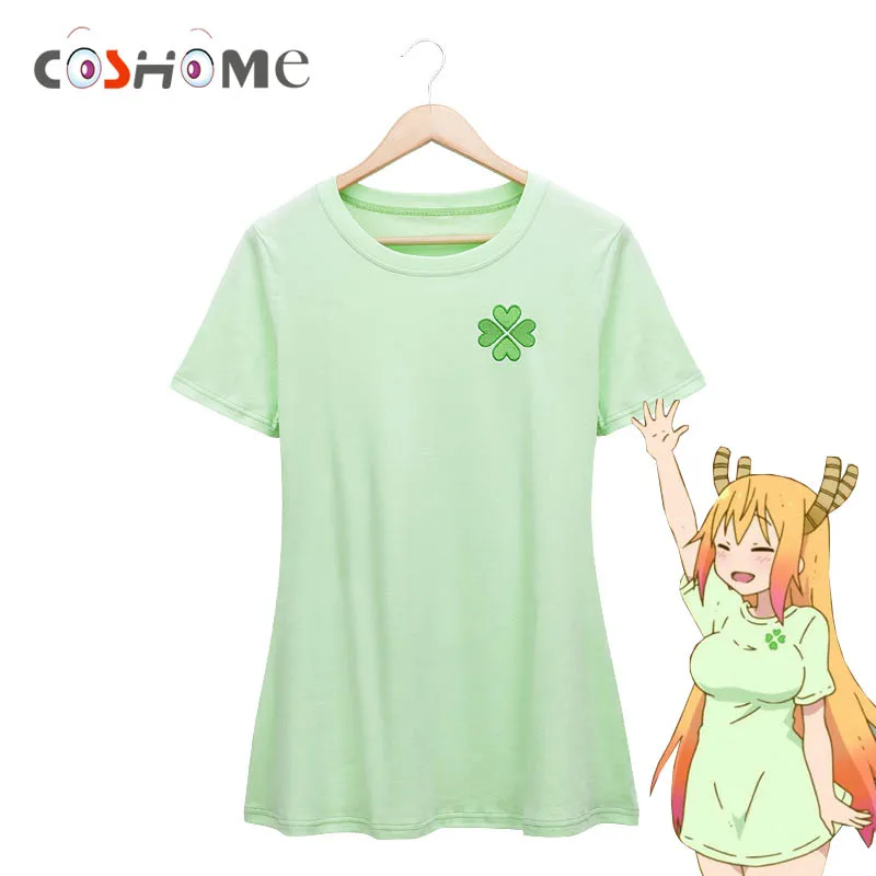Coshome Kobayashi-san Chi No Maid Dragon Maid Tohru Cosplay Costumes Sleepwears Women Green Tops T-shirts