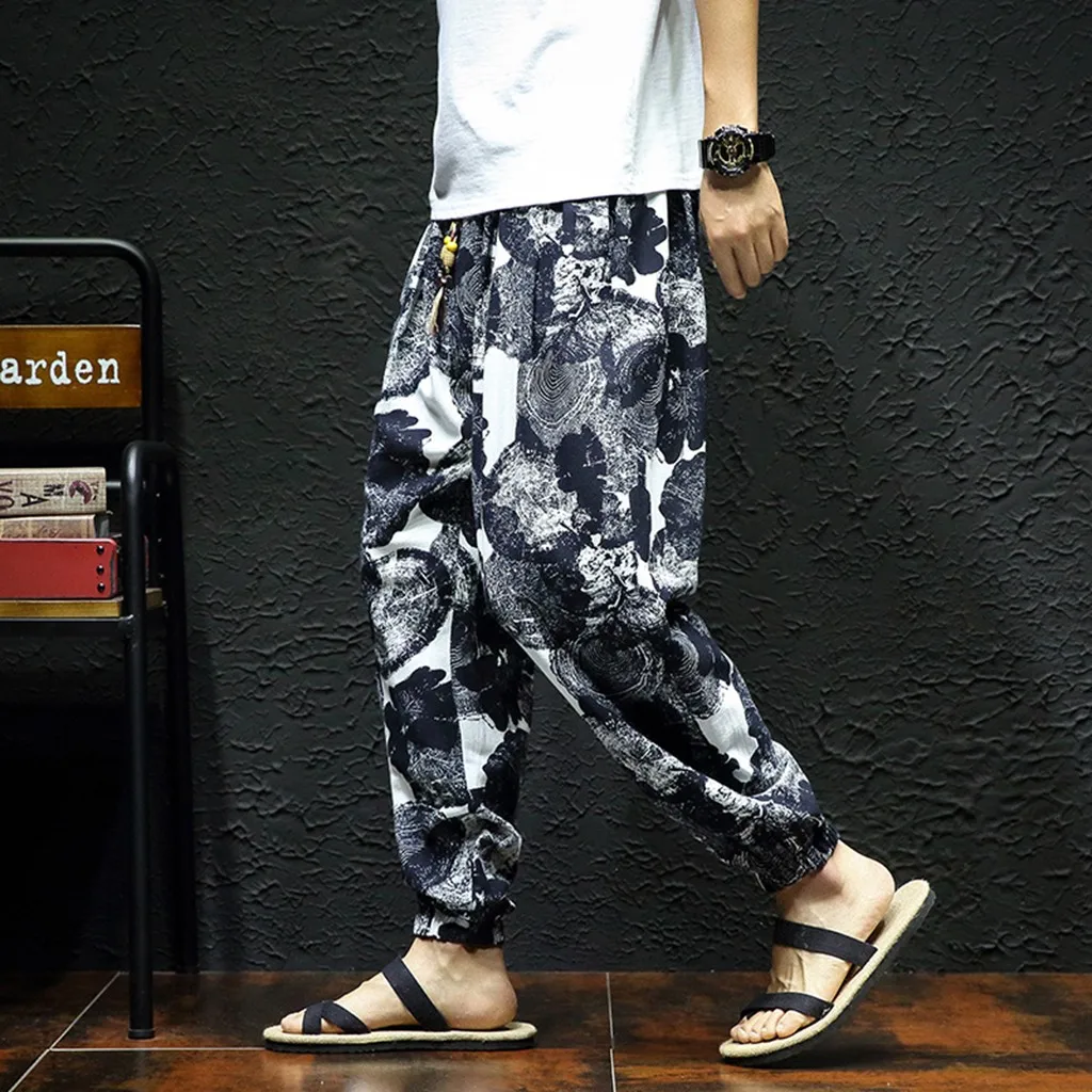Мужские новые модные повседневные брюки мужские в китайском стиле с принтом Hallen брюки удобные свободные брюки с принтом
