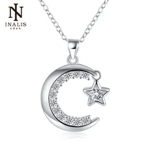 INALIS Fashion Moon Star Pendant Necklace Silver Color Statement Chain Necklace New Necklace Fine Jewelry for Women
