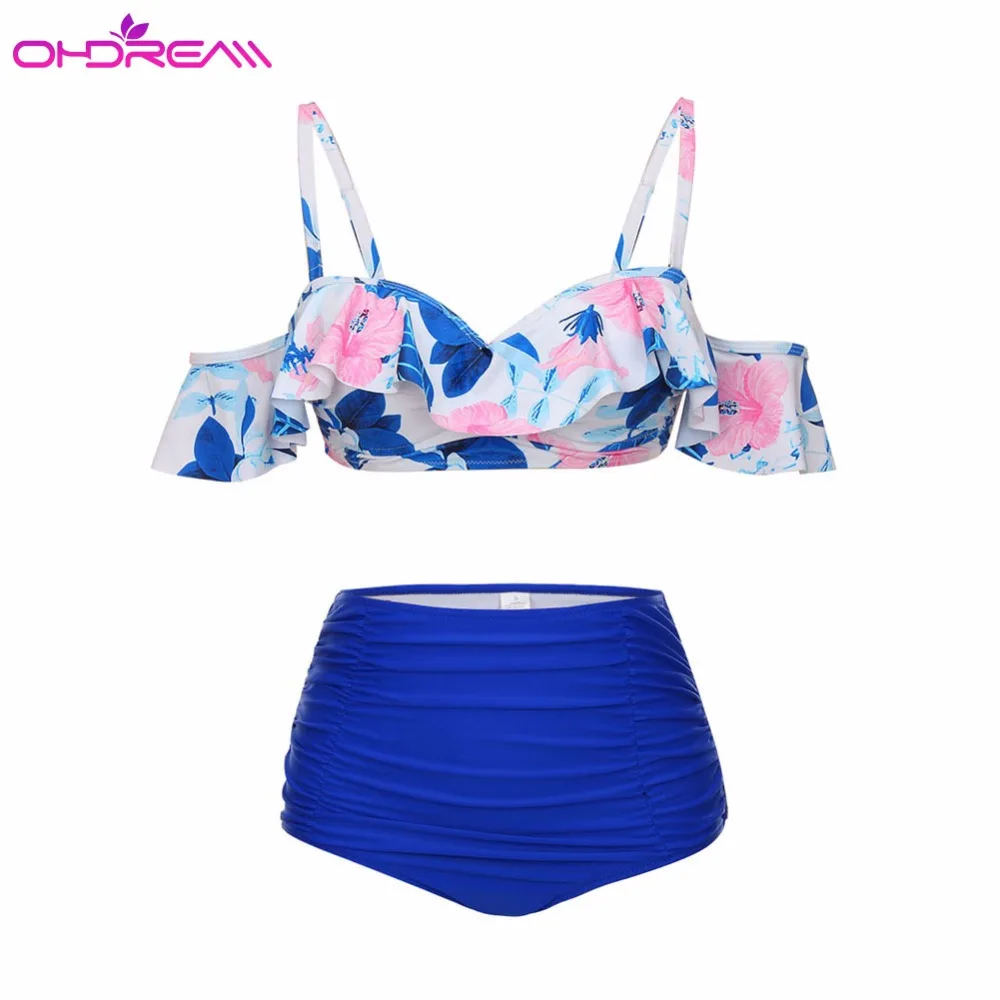

OHDREAM 2018 Sexy Women Swimsuit Two Pieces Bikini Set Push Up Swimwear Floral Print Sexy Beachwear Bathing Suit Summer D