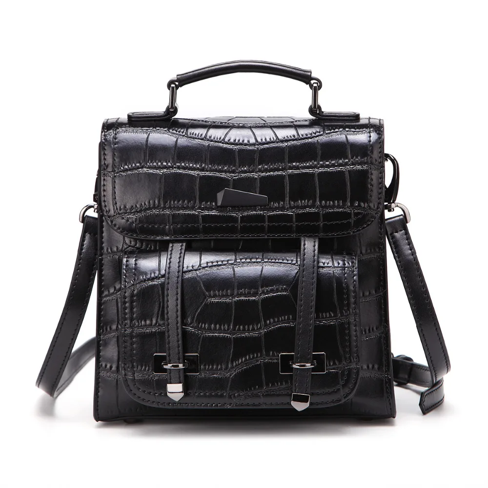 

Women Genuine Leather Backpack Crossbody Shoulder Bag Multi-functional Stone Pattern Knapsack Rucksack Grils School Daypack