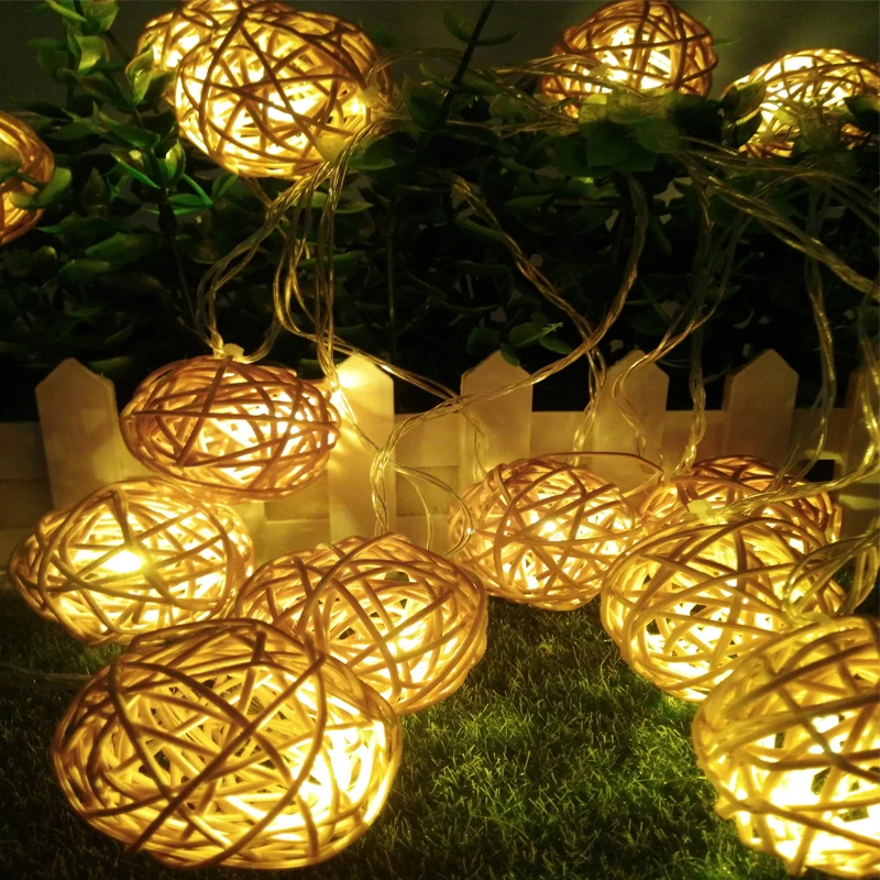 

Connectable 5cm Rattan Ball christmas Led string light decoration fairy lights garland lamp 5m 20leds indoor party home Wedding