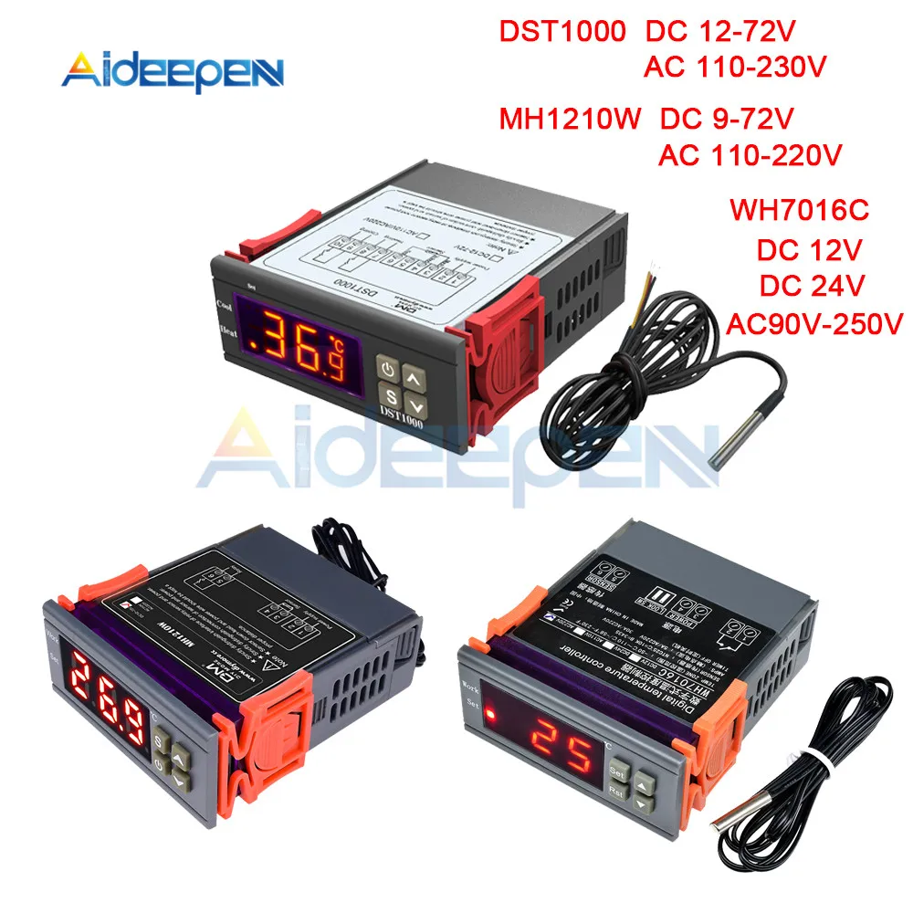 Цифровой регулятор температуры DST1000 MH1210W WH7016C DC 12V 24V 36V AC 110V 220V|Приборы для