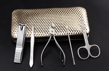 by dhl 100sets Nail Clipper Kit Stainless steel Eyebrow Scissors Ear-pick Cuticle Pusher Acne Needle Eyebrow Clip 19pcs/set hot